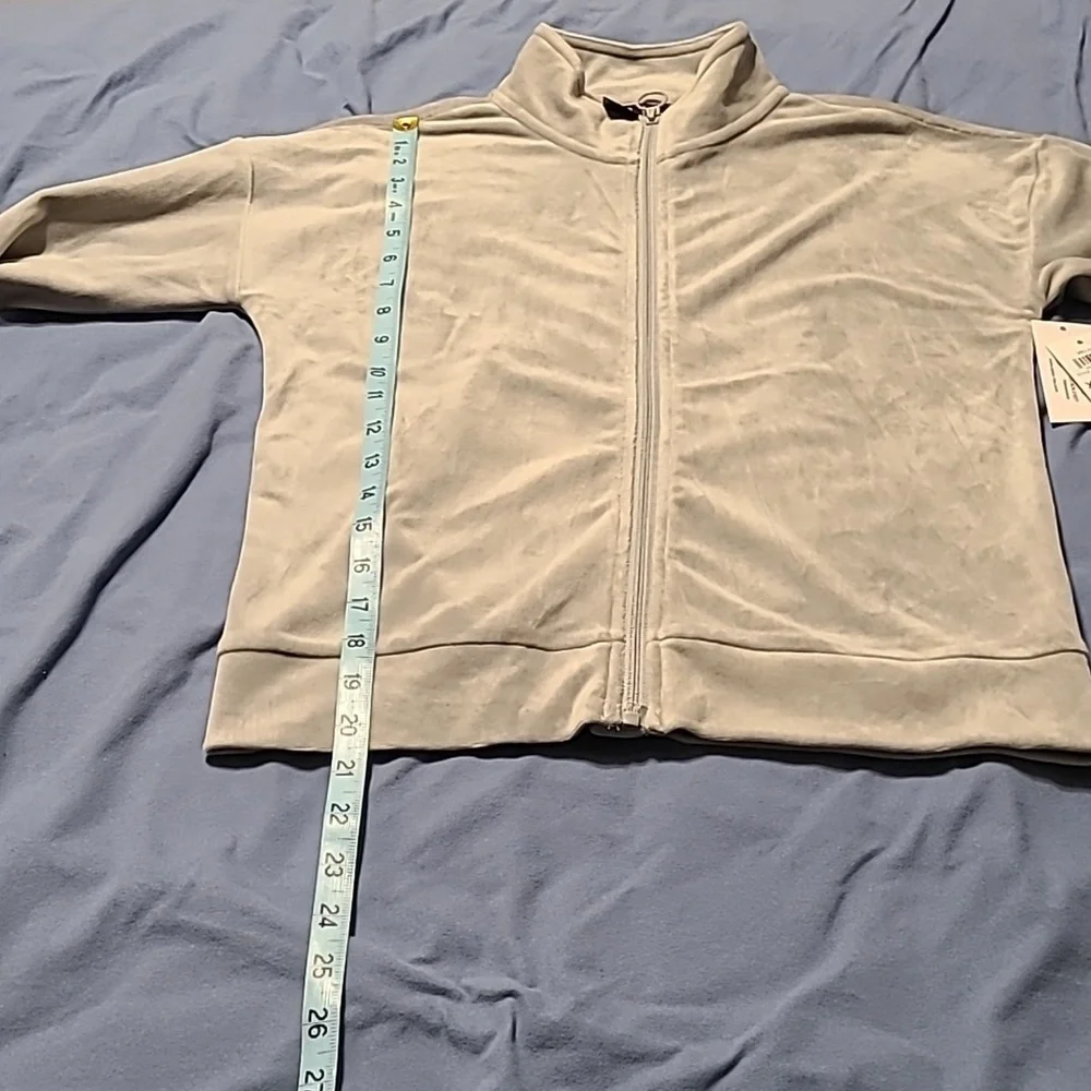 Ideology girls velour gray XL full zip lightweight jacket NWT